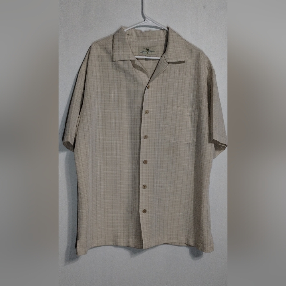 Island Shores Men's Beige Plaid Shirt (XL) - Picture 1 of 9